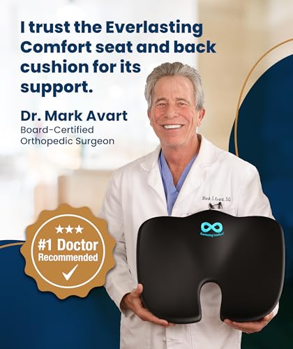 Doctor Recommended Memory Foam Seat Cushion for Office Chairs & Car (Black Airflow Lumbar / Large)