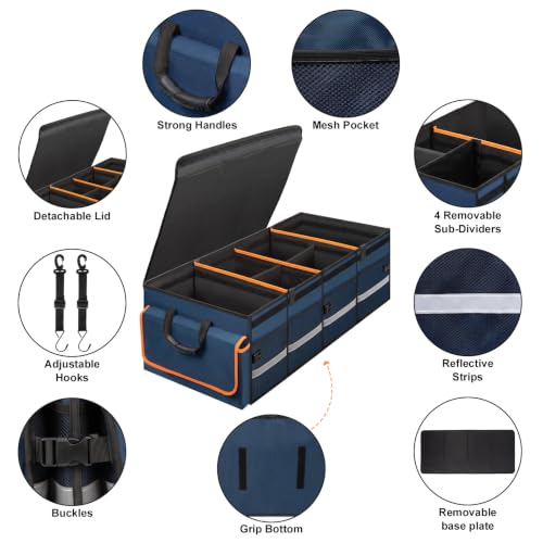 Car Trunk Organizer and Storage for Car (Blue / Extra Large)