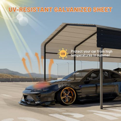 Metal Carport 13 * 20 FT Heavy Duty Carport Canopy with Galvanized Steel Roof Multi (13*20FT)