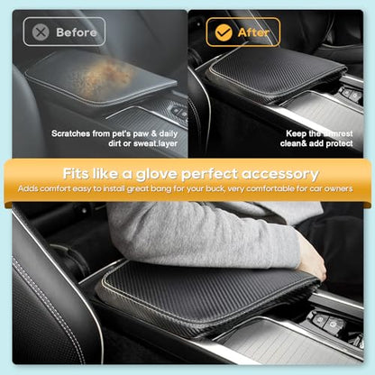 Central Console Armrest Box Cover Fit for Volov 2021 2022 2023 2024 2025 2026 XC60 S60 SPA Cover Car Armrest Cover Auto Center Console Pad (1) 2021-2026 XC60 Carbon Fiber Regular)