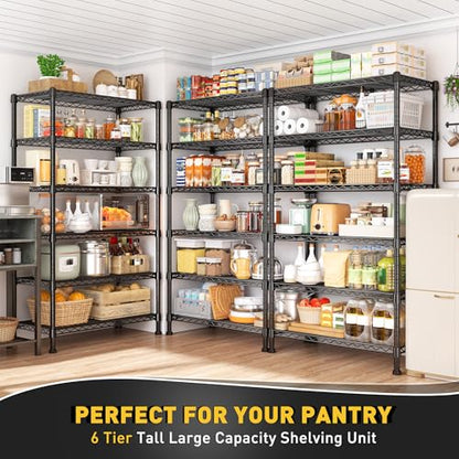 6 Tier Storage Shelves Metal Shelving for Storage Load 1000 LBS (6 Tier-14"D x 24"W x 71"H)