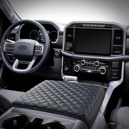 F150(2021-2025) Center Console Cover, Thick Armrest Cushion, Funda para consola de coche, Car Interior, Vegan Leather, Armrest Protector (2021~2025, Full Cover Black), F150 Accessories (2021~2025 / FULL COVER BLACK)