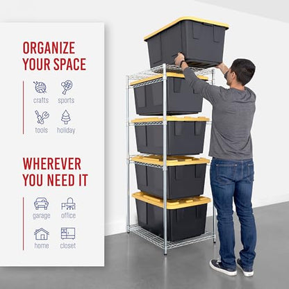 5 Tier Steel Tote Rack for 27 Gallon Bins (1 Pack / Silver)