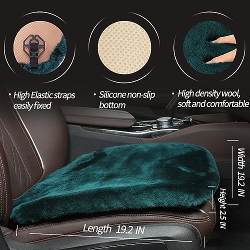 Genuine Sheepskin Car Seat Cushion Seat Covers for Cars Trucks SUV Comfort Seat Protector Pad for Car Driver Seat Car Accessories for Women Office Chair Decor (Aquamarine / Front Seat Cushion-1 Pc)