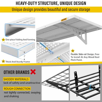 4 Pack 1.64x4ft Adjustable Garage Wall Shelving 1120lbs Load Capacity Heavy Duty Wall Mounted Storage Shelf Metal Floating Shelves for Garage (4pack-1.64x4ft / White)