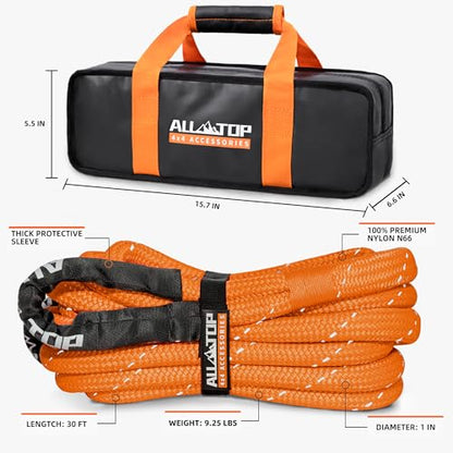 Kinetic Rope Kit (1"x30' (Orange Reflective) + 2pcs Soft Shackle)