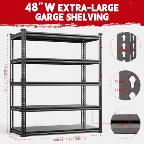 5 Tier Metal Garage Shelving Unit (48"W*18.9"D*72"H)