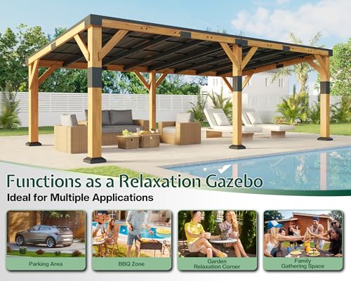 12x24x8.2 FT Heavy Duty Cedar Wood Carport for 2 Cars (12x24x8.2 FT)
