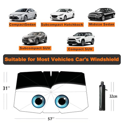 Windshield Sun Shade Umbrella for Car Front Window Sun Visor for Windshield Car Summer Accessories Protect Interior from UV Rays & Heat for Sedan (Eyes)