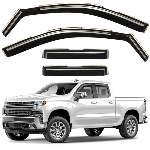 Window Deflectors Smoke Tinted in (For Silverado/Sierra 1500 19-26 Double Cab)