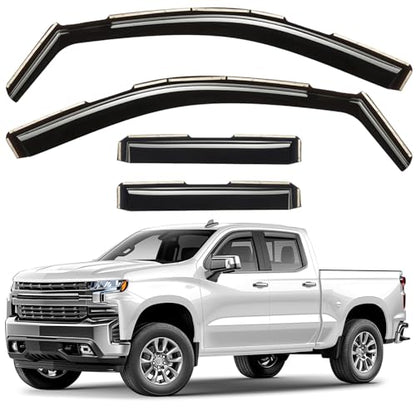 Window Deflectors Smoke Tinted in (For Silverado/Sierra 1500 19-26 Double Cab)