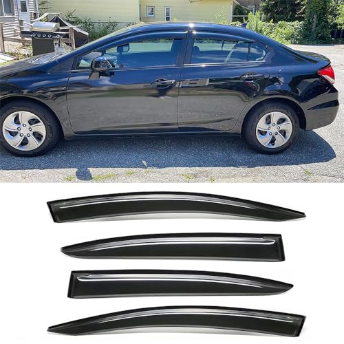 Window Visors Rain Guards for 2012 (For 2012-2015 Civic 4-Door)