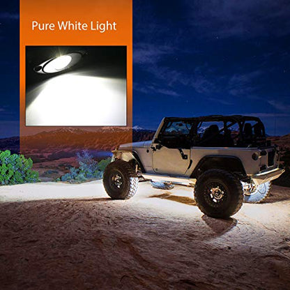 LED Rock Light 6PCS White Light Pods Waterproof Under Body Wheel Well Light Exterior Interior Lights for Car Truck Pickups ATV UTV SUV Motorcycle Boat (White / 6Pcs Pods)