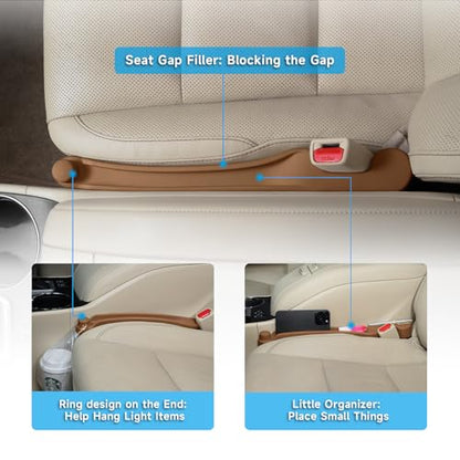Car Seat Gap Filler Organizer 2Pack Soft Foam 3IN1 Multifunctional (Mocha Brown / Narrow)