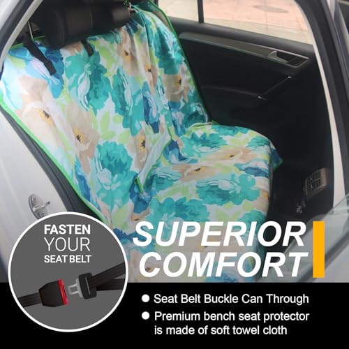 Back Seat Cover for Car Trucks Van SUV Jeep (Rear Bench Seat Towel / Chrysanthemum)