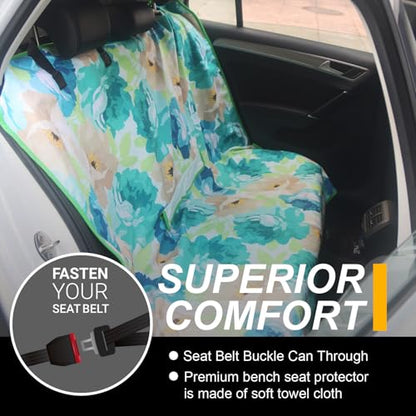 Back Seat Cover for Car Trucks Van SUV Jeep (Rear Bench Seat Towel / Chrysanthemum)