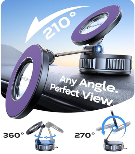 Upgraded Car Phone Holder for Magsafe Car Mount [Strongest Suction] (Purple)
