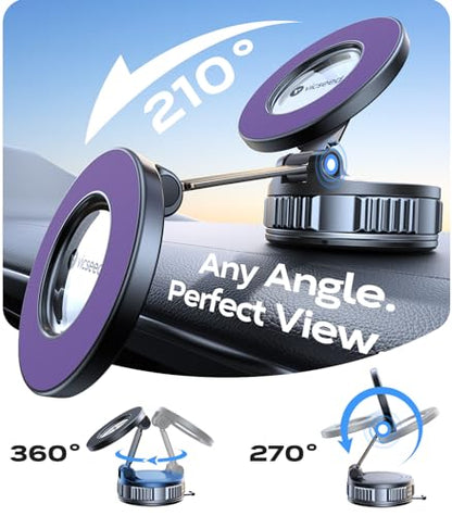 Upgraded Car Phone Holder for Magsafe Car Mount [Strongest Suction] (Purple)