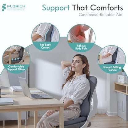 Seat Cushion & Lumbar Support Pillow (Deepgray / 2Pcs)