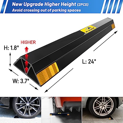 New Upgrades) 24" 2 Pcs Heavy Duty Parking Aid for Garage Walls, Parking Gadgets Protects Car, Parking Stopper Easy to Install 2 Packs, 24" L x 3.7" W x 1.8" H (24 inch 2Pcs)
