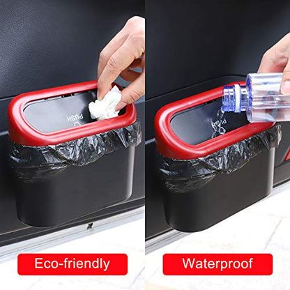 Car Trash Can with Lid (Black/Red Lid)