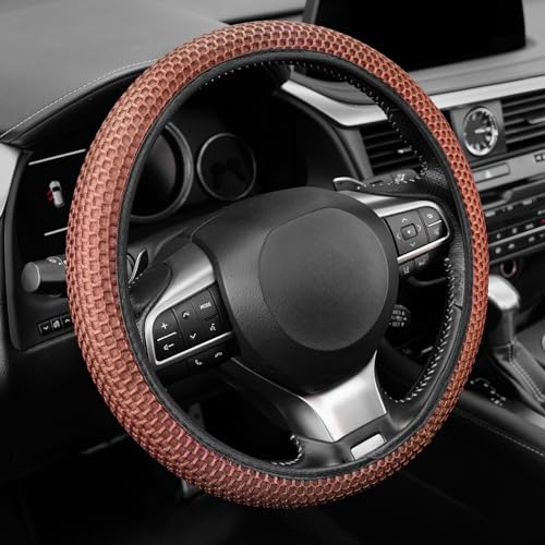Elastic Stretch Steering Wheel Cover (Brown-Black)