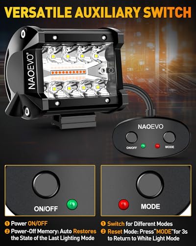 4 Inch LED Pod Lights (White&Amber 6Modes)