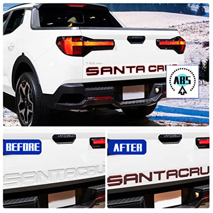 Tailgate Inserts Letters Compatible for 2022 2023 2024 2025 Santa Cruz 3D Raised & Strong Adhesive Decals Letters Rear Emblem Decal Sticker Compatible for Santa Cruz Accessories (Black Red)
