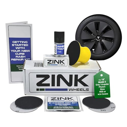 Premium Tesla Wheel Curb Rash Repair Kit for Model 3 18 (Tesla Model 3 / 18" Grey Photon)