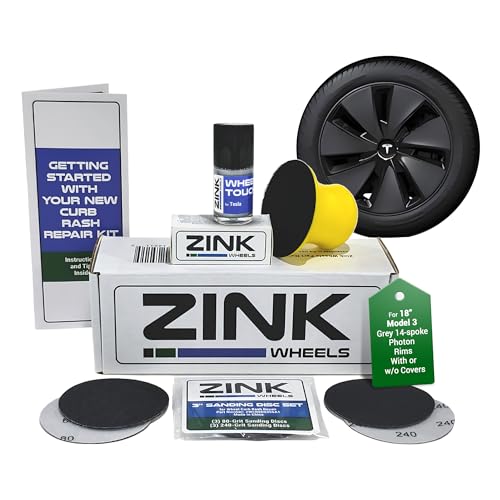 Premium Tesla Wheel Curb Rash Repair Kit for Model 3 18 (Tesla Model 3 / 18" Grey Photon)