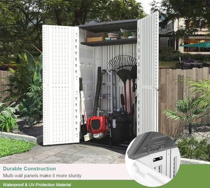 Outdoor Storage Cabinet Waterproof (66 Cu.ft White Shed-08H)