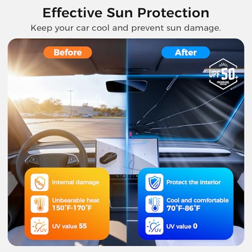 Windshield Sun Shade Umbrella for Car (Large (61" L x 33" W))