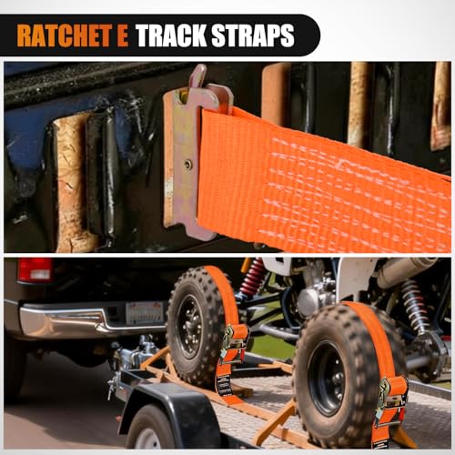 E Track Ratchet Straps 8 Pack 2" x 15' Orange (2in x 15ft E-Track Ratchet Straps)