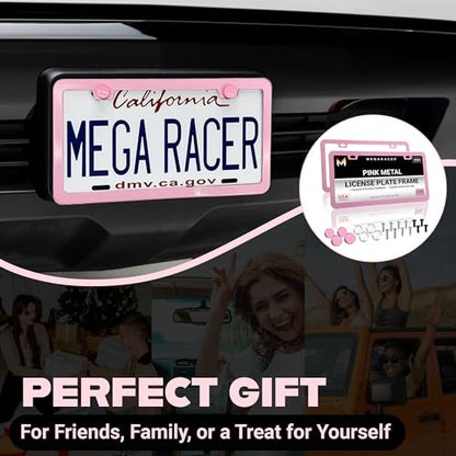 Premium Slim Princess Pink License Plate Frames (Pink / 2 Piece)