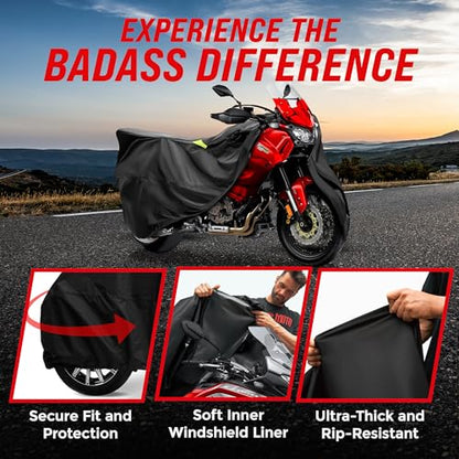 Waterproof Outdoor Motorcycle Cover for Adventure Bikes (Badass Black / [ADV] 99"L x 41"W x 63"H)