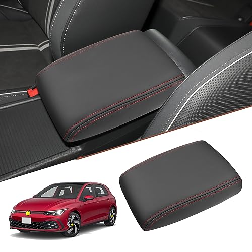 for 2020 2024 Volkswagen Golf Center Console Cover 2023 2024 Golf Accessories Armrest Cover 2023 2024 Golf R Seat Box Cover 2020 (2020-2024 Golf Red Line)