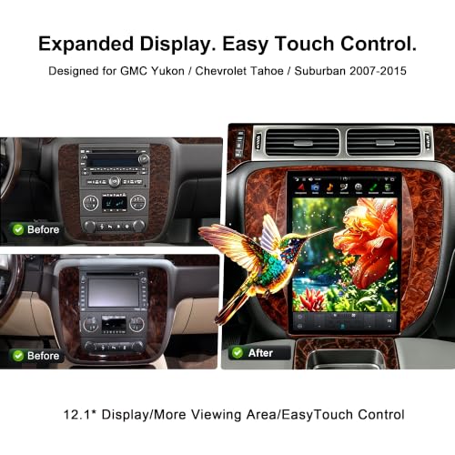 12.1 inch Vertical Screen Car Stereo Radio GPS Navigation for GMC Yukon Sierra Chevrolet Tahoe Suburban Android 4G+64G Car Play Auto (PX6 Hexa core 4G+32G)