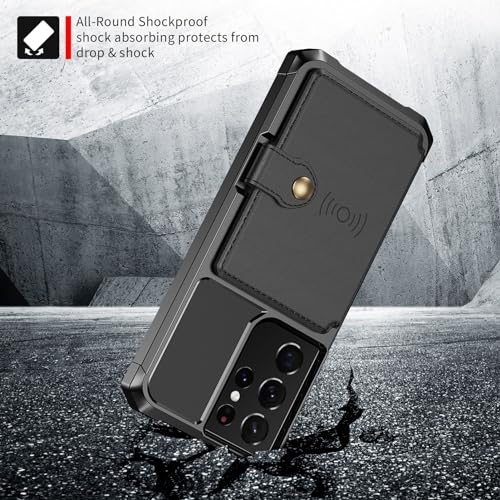 for Samsung Galaxy S21 Ultra Case with Card Holder (Black / Samsung Galaxy S21 Ultra)