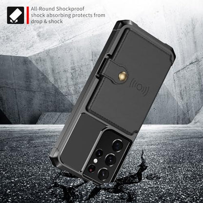 for Samsung Galaxy S21 Ultra Case with Card Holder (Black / Samsung Galaxy S21 Ultra)