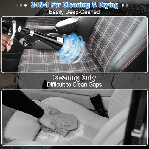 Air Blow Gun Car Detailing Dry Cleaning Gun with Tapered Nozzle High Pressure Cleaning Tool (Soft Hose -1 Nozzle / Black)