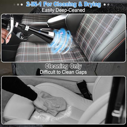 Air Blow Gun Car Detailing Dry Cleaning Gun with Tapered Nozzle High Pressure Cleaning Tool (Soft Hose -1 Nozzle / Black)
