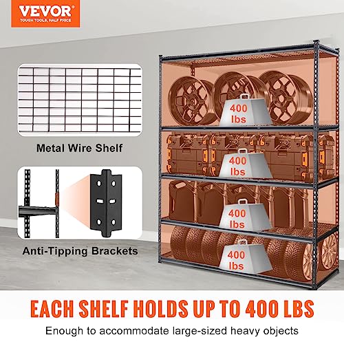 Storage Shelving Unit 5 (Black / 60" L x 24" W x 78" H)