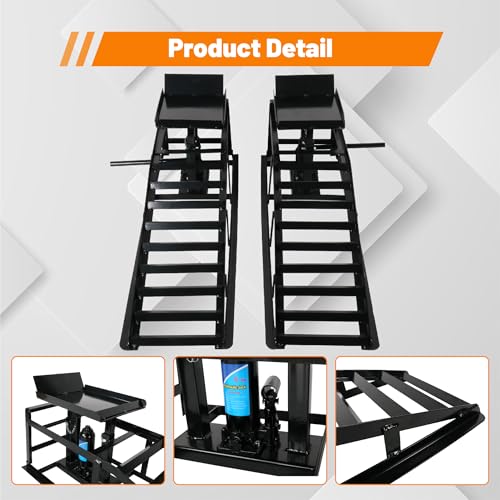 2 Pack 5T Low Profile Hydraulic Car Ramps (10000lbs/5T-Black)