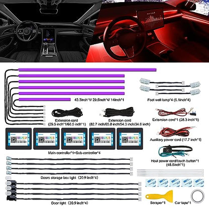 Acrylic Interior LED Strip Light With Wireless APP (RGB 18 Lights)