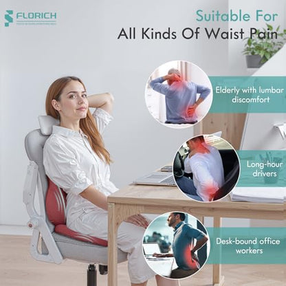 Car Seat Cushion and Lumbar Support Pillow for Office Chair Car (Red / 2Pcs)