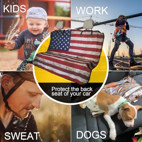 Back Seat Cover for Car Trucks Van SUV Jeep (Rear Bench Seat Towel / American Flag)