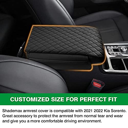 Center Console Cover Kia Sorento Accessories 2026 2025 2024 2023 2022 2021 Armrest Cover Center Console Pad for Kia Sorento PU Leather Armrest Seat Box Cover Protector w (Size for Kia Sorento 2021-2026)