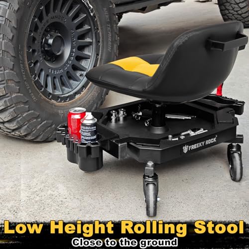 Rolling Stool with Wheels (Yellow)