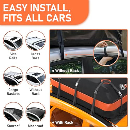 Car Rooftop Cargo Carrier Bag 21 Cubic feet Waterproof Car Roof Top Bag for All Cars with (21 Cubic Feet)