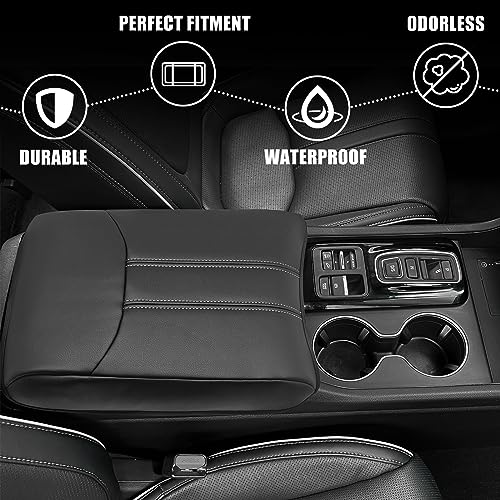 Armrest Cover for Honda Pilot 2023 (12) 23+ |Pilot| Black/White Stitching, Regular)